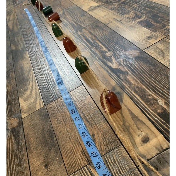 Jingle Bells Garland Christmas Holiday 2 Set Metal Green Maroon Rustic Jute New - Picture 5 of 10